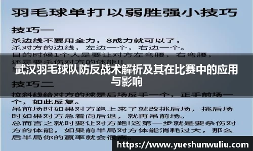 武汉羽毛球队防反战术解析及其在比赛中的应用与影响